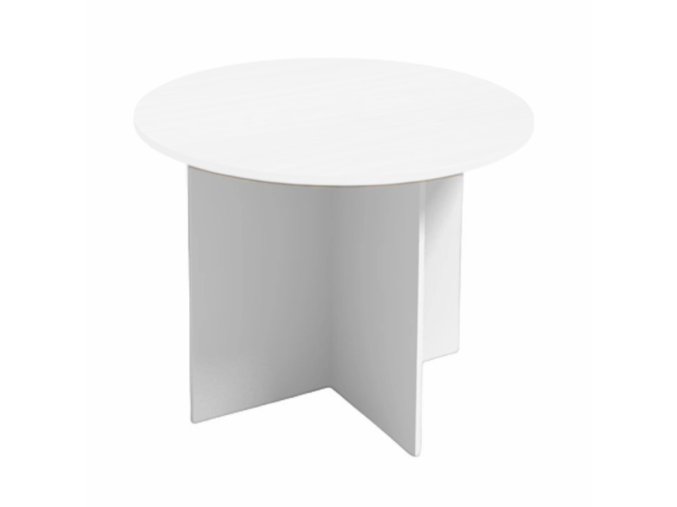 Jednací stůl s kulatou deskou PRIMO WHITE, průměr 100 cm, bílá