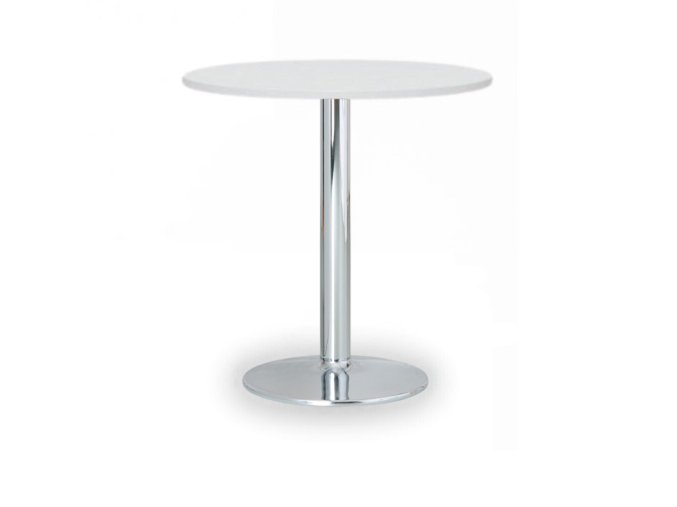 Konferenční stolek FILIP II, průměr 80 cm, chromovaná podnož, bílá