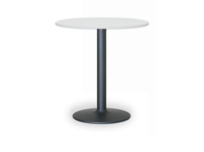 Konferenční stolek FILIP II, průměr 80 cm, černá podnož, bílá