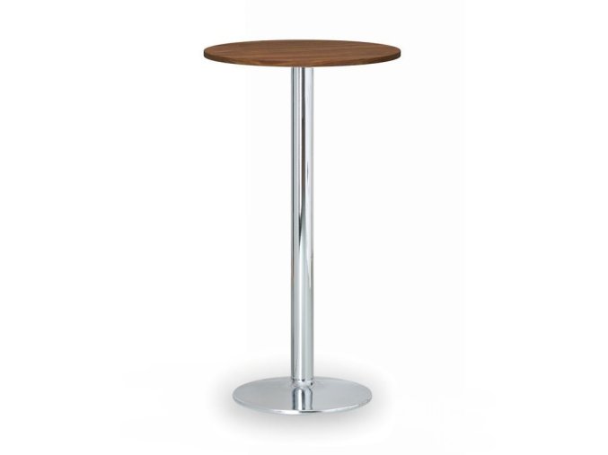 Koktejlový stůl OLYMPO II, průměr 600 mm, chromovaná podnož, deska ořech