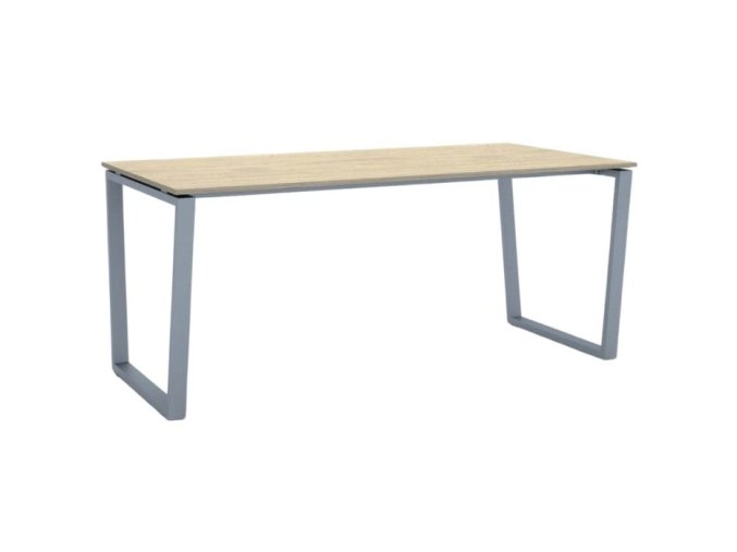 Kancelářský stůl PRIMO IMPRESS, 180x90 cm, šedostříbrná podnož, dub přírodní