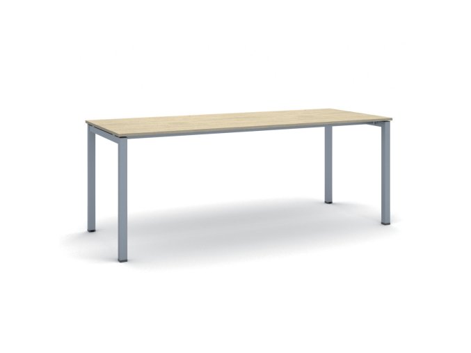 Jednací kancelářský stůl PRIMO SQUARE, 200x80 cm, šedostříbrná podnož, dub přírodní