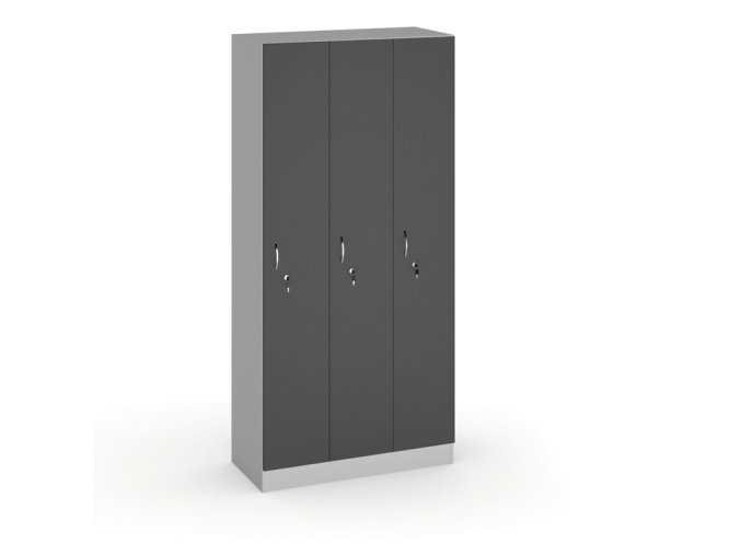 drevena satni skrinka s5 3 oddily 1900 x 900 x 420 mm cylindricky zamek seda grafit 17843