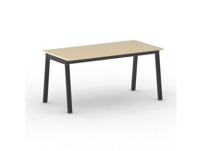 Jednací kancelářský stůl PRIMO BASIC, 160x80 cm, černá podnož, bříza