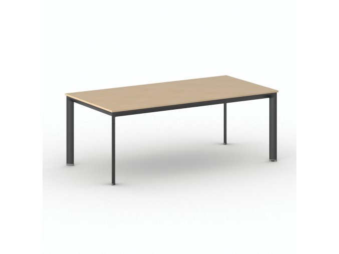 Jednací kancelářský stůl PRIMO INVITATION, 200x100 cm, černá podnož, buk