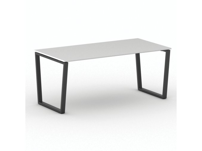 Kancelářský stůl PRIMO IMPRESS, 180x90 cm, černá podnož, bílá