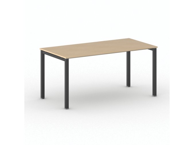 Jednací kancelářský stůl PRIMO SQUARE, 160x80 cm, černá podnož, buk