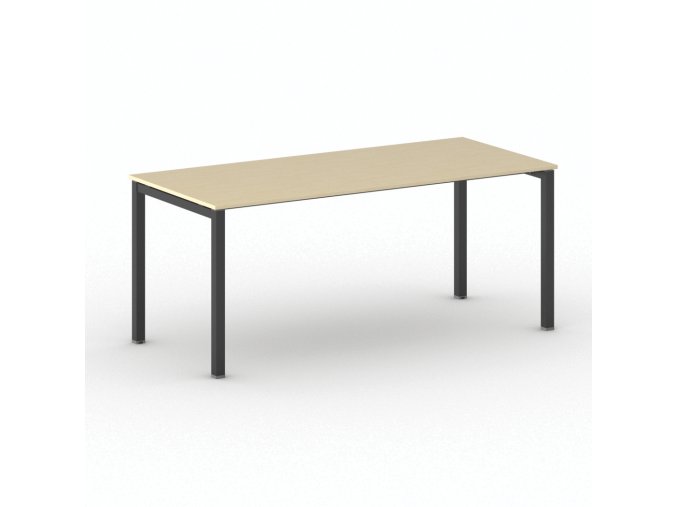 Jednací kancelářský stůl PRIMO SQUARE, 180x80 cm, černá podnož, bříza