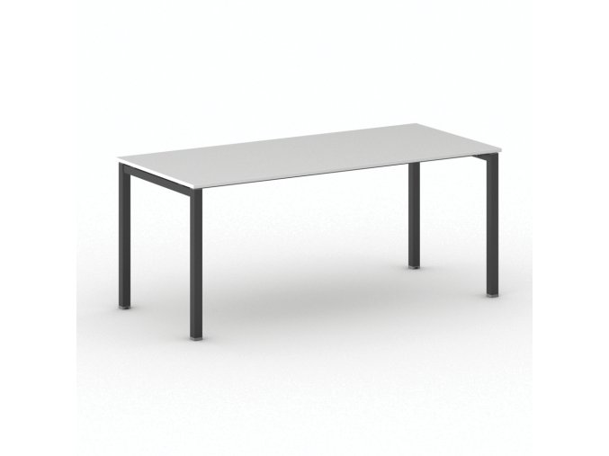 Jednací kancelářský stůl PRIMO SQUARE, 180x80 cm, černá podnož, bílá