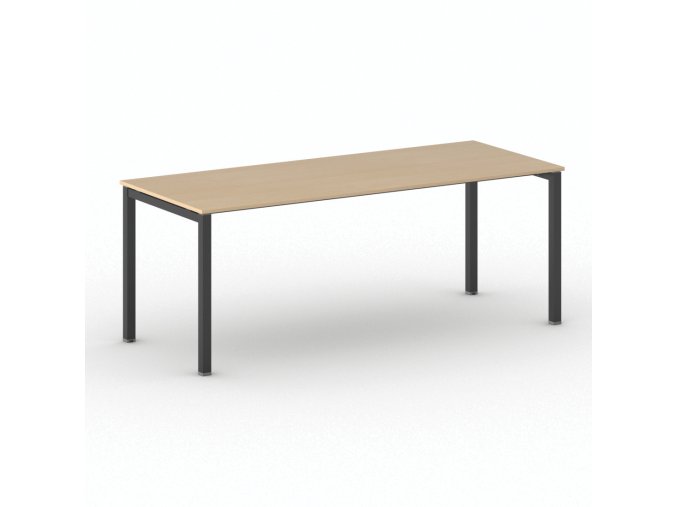 Jednací kancelářský stůl PRIMO SQUARE, 200x80 cm, černá podnož, buk