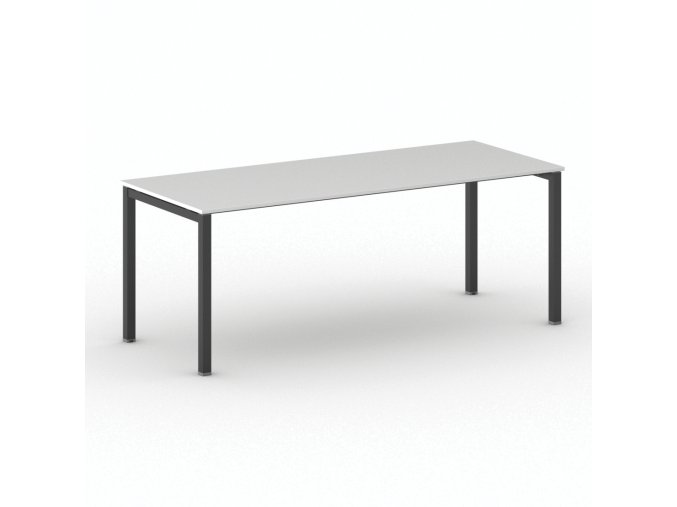 Jednací kancelářský stůl PRIMO SQUARE, 200x80 cm, černá podnož, bílá