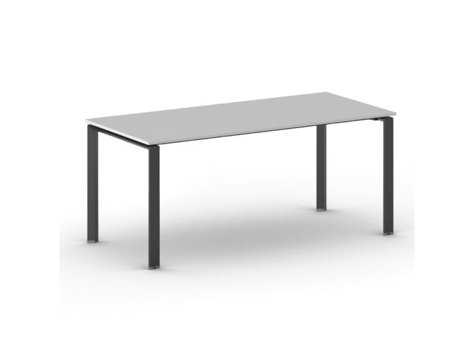 Jednací kancelářský stůl PRIMO INFINITY, 180x90 cm, černá podnož, šedá