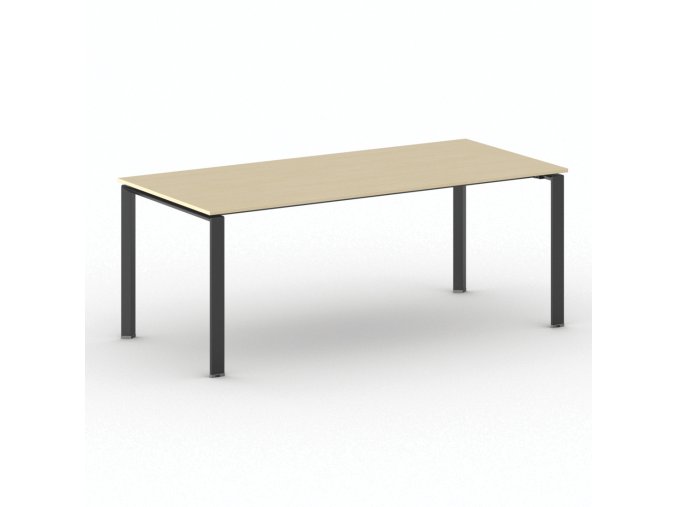 Jednací kancelářský stůl PRIMO INFINITY, 200x90 cm, černá podnož, bříza
