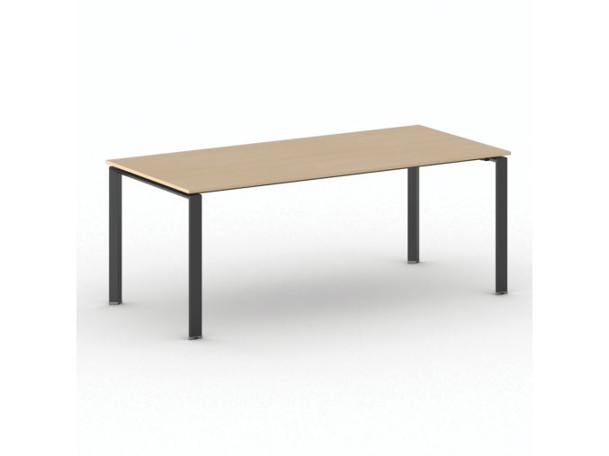 Jednací kancelářský stůl PRIMO INFINITY, 200x90 cm, černá podnož, buk