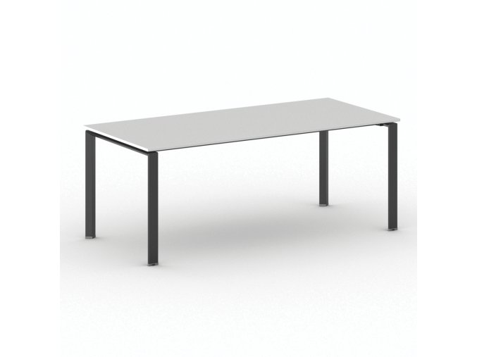 Jednací kancelářský stůl PRIMO INFINITY, 200x90 cm, černá podnož, bílá