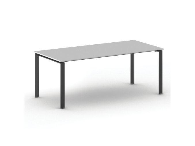 Jednací kancelářský stůl PRIMO INFINITY, 200x90 cm, černá podnož, šedá