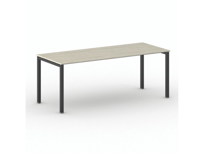 Jednací kancelářský stůl PRIMO SQUARE, 200x80 cm, černá podnož, dub přírodní