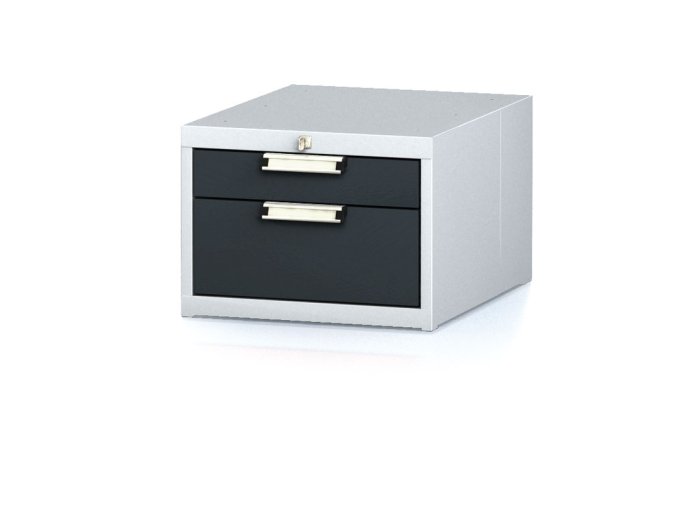 zavesny dilensky box na naradi k pracovnim stolum mechanic 2 zasuvky 480 x 600 x 351 mm antracitove dvere 17914