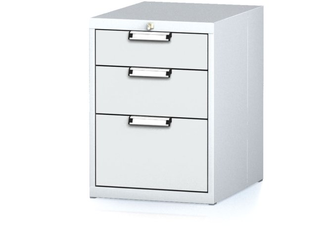 Dílenský zásuvkový box na nářadí MECHANIC, 3 zásuvky, 480 x 600 x 662 mm, šedé dveře