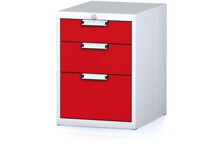 Dílenský zásuvkový box na nářadí MECHANIC, 3 zásuvky, 480 x 600 x 662 mm, červené dveře