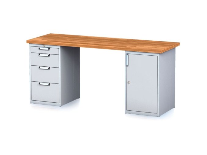 dilensky stul mechanic i se zasuvkovym boxem a skrinkou na naradi misto nohou 4 zasuvky 2000 x 685 x 880 mm sede dvere 23347