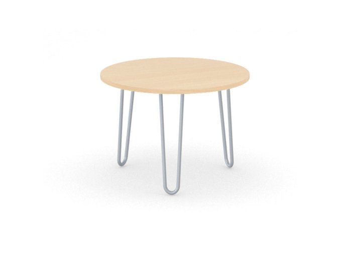 Kulatý konferenční stůl SPIDER, průměr 60 cm, šedostříbrná podnož, buk