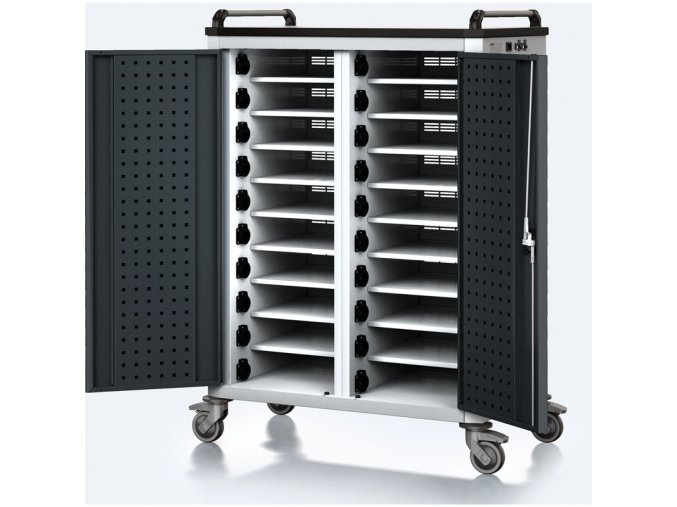 pojizdny nabijeci vozik pro notebooky a tablety 20 prihradek seda antracit 17599