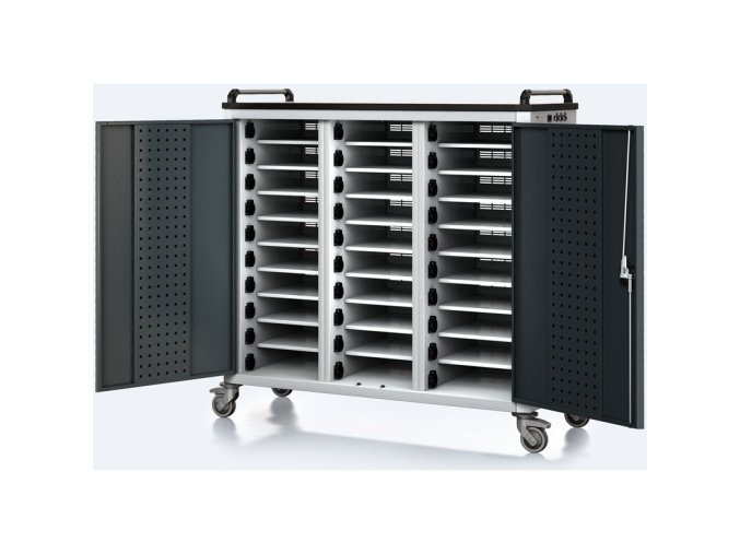 pojizdny nabijeci vozik pro notebooky a tablety 30 prihradek seda antracit 17603