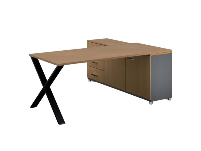 Rohový kancelářský psací stůl PRIMO PROTEST, skříňka vlevo, 1800 x 800 mm, buk
