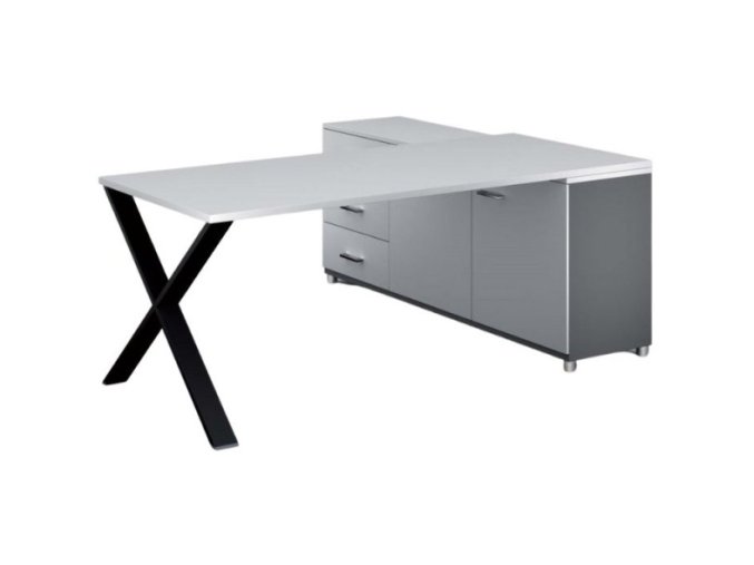 Rohový kancelářský psací stůl PRIMO PROTEST, skříňka vlevo, 1800 x 800 mm, bílá