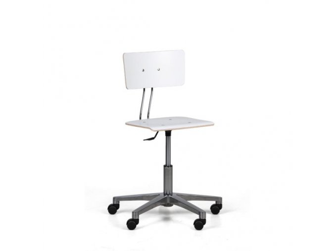 Pracovní židle SALLY, nízká, na kolečkách, bílá