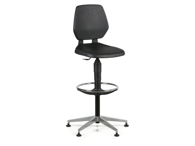 Pracovní židle ALLOY PU, vysoká, kluzáky, černá
