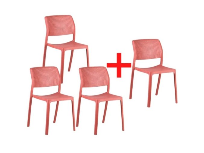 Konferenční židle NELA, 3 + 1 ZDARMA, vínově červená