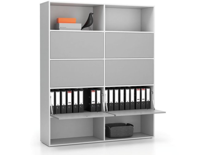 siroky kancelarsky policovy regal layers 6 boxu 1582 x 400 x 1905 mm bila seda 22081