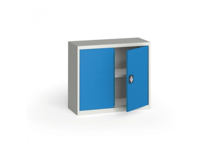 Plechová policová skříň, 800 x 950 x 400 mm, 1 police, šedá / modrá