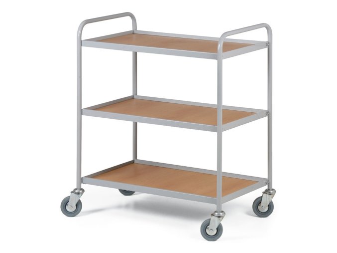 Policový vozík se 3 policemi 750x420 mm, šedý