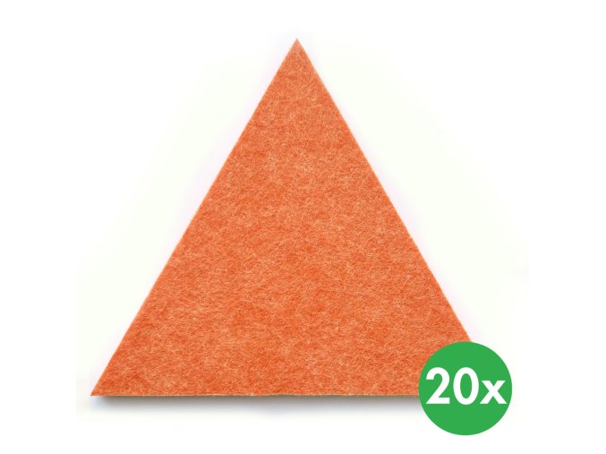 Akustický panel, trojúhelník, 20x20x20 cm, 20 ks, oranžová
