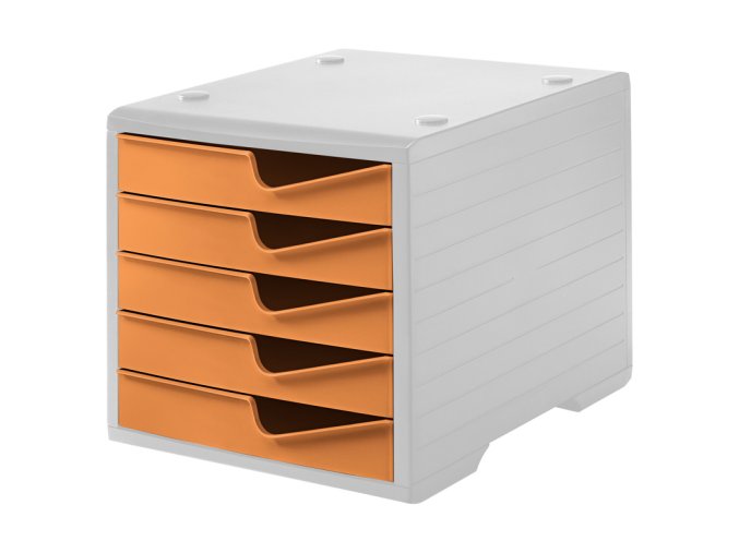 Třídící box, 5 zásuvek, šedá/oranžová