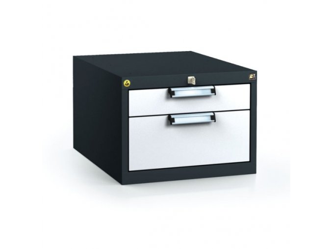 Antistatický závěsný ESD box pro pracovní stoly 351 x 480 x 600 mm, 2 zásuvky