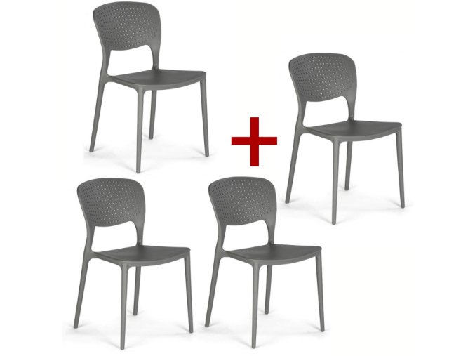Plastová jídelní židle EASY II 3+1 ZDARMA, šedá