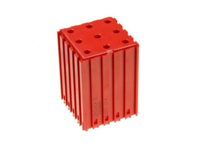 Plastový box na nářadí s válcovou stopkou D4, modul 5x5, 9 dutin, červená