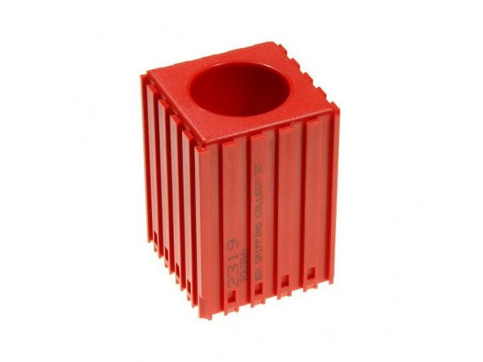 Plastový box pro ukládání kleštin s velkým průměrem 32 mm, modul 5x5, 1 dutina, červená