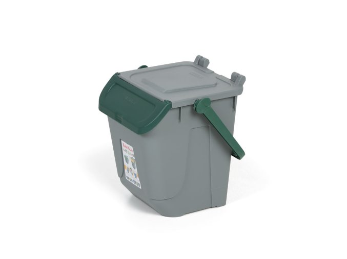 plastovy odpadkovy kos na trideni odpadu ecology 25 l seda zelena 37118