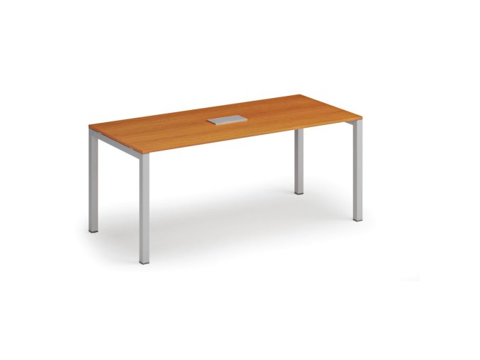 Jednací stůl PRIMO SQUARE, 180x80 cm, třešeň + stolní zásuvka TYP IV, stříbrná