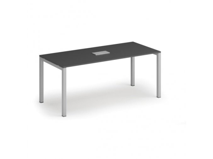 Stůl SQUARE 1800 x 800 x 750, grafit + stolní zásuvka TYP V, stříbrná