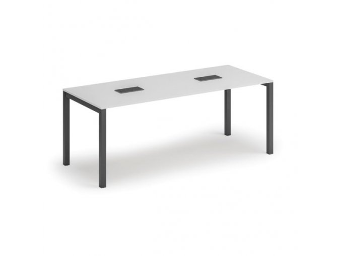 Stůl SQUARE 2000 x 800 x 750, bílá + 2x stolní zásuvka TYP II, černá