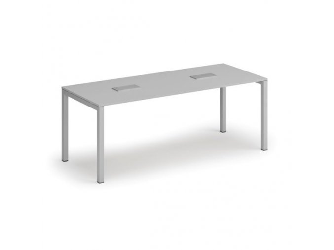 Stůl SQUARE 2000 x 800 x 750, šedá + 2x stolní zásuvka TYP IV, stříbrná
