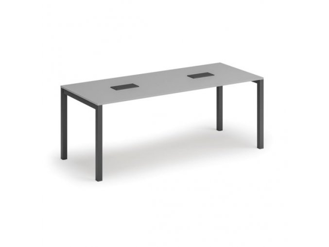 Stůl SQUARE 2000 x 800 x 750, šedá + 2x stolní zásuvka TYP IV, černá