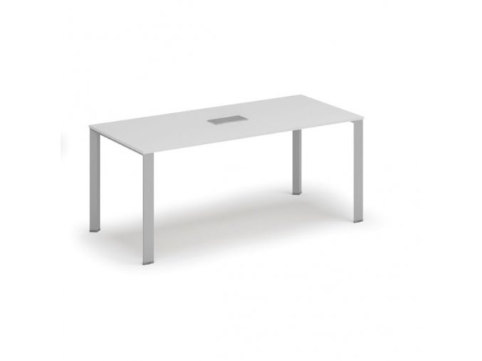 Stůl INFINITY 1800 x 900 x 750, bílá + stolní zásuvka TYP V, stříbrná