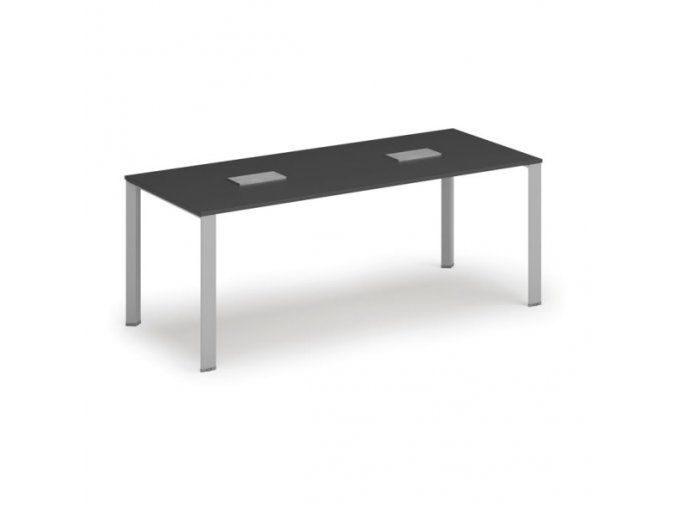 Stůl INFINITY 2000 x 900 x 750, grafit + 2x stolní zásuvka TYP III, stříbrná